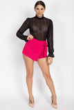 Ruffle Mock Neck Lace Top