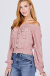 Front Pocket Off Shoulder Top