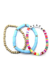 Fashion Wood Rubber Disc Bead Beach Letter Stretch Multi Bracelet