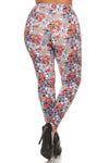 Plus Size Star Print, Full Length Leggings In A Slim Fitting Style With A Banded High Waist