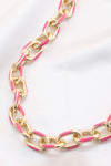 Color Metal Oval Link Necklace