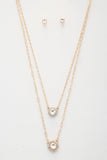 Double Crystal Metal Layered Necklace