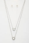 Double Crystal Metal Layered Necklace